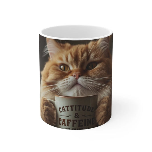 Cattitude and Caffine Mug Printify